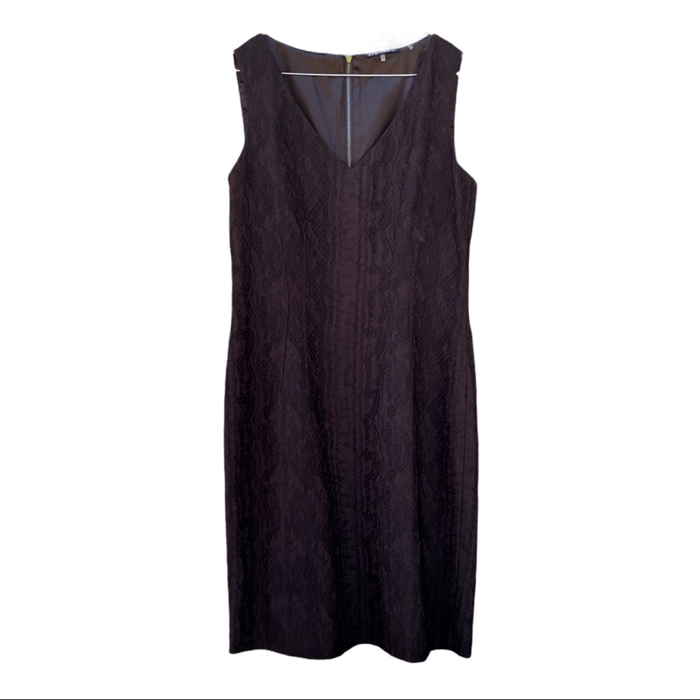 Elie Tahari DARK Brown Snake Skin V-neck Dress